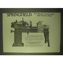 1922 Springfield Fox Monitor Turret Lathe Ad