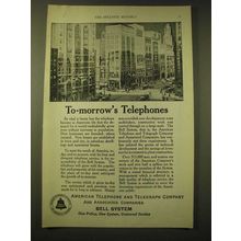 1924 AT&T Bell System Ad - To-morrow's telephones