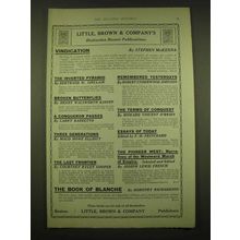 1924 little, Brown & Company Ad - Vindication by Stephen McKenna
