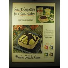 1948 Meadow Gold Ice Cream Ad - Smooth combination for a super-sundae!