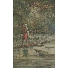 Africa Child Life Series A Native Bridge Crocodiles Old Postcard