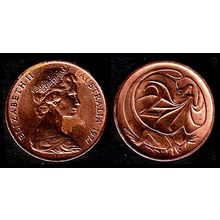 Australia Two Cent 1977 Used Coin Frilled neck-lizard 2c QE II