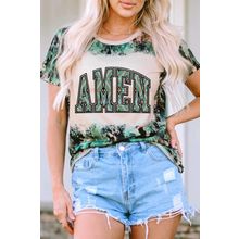 Leopard AMEN Aztec Bleached Print Round Neck T Shirt