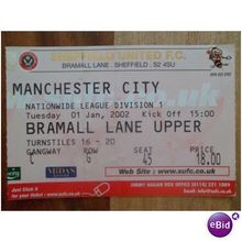 Sheffield United v Manchester City 2001/02 Division 1 football ticket stub
