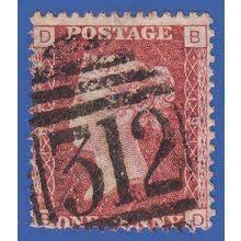 GB QV 1864 1d RED PLATE 191 BD SG43/44 GU GLOUCESTER 312