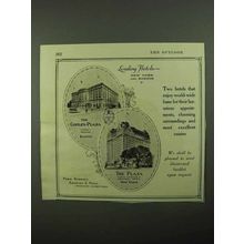 1922 The Copley-Plaza and The Plaza Hotels Ad