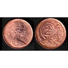 Australia Two Cent 1967 Used. Coin Frilled neck-lizard 2c QE II