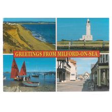 multiview, MILFORD-ON-SEA, HAMPSHIRE.. used postcard by Salmon 2000 postmark =