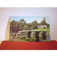 CLAPPER BRIDGE, POSTBRIDGE, DARTMOOR, DEVON used vintage postcard 1969 pm =