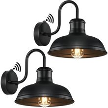 2-Pack Dusk to Dawn Outdoor Wall Sconces, Exterior Farmhouse Gooseneck Barn Ligh