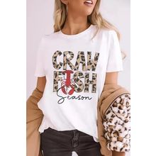 White Leopard CRAWFISH Season Lettering Casual Tee
