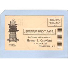 New Jersey Somerville Business Reply Card Homer S Crawford PO Box 255 Adve~2588