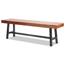 Outdoor Bench, 63 inches Wood Garden Bench with Metal Leg for Outdoors, Outd...
