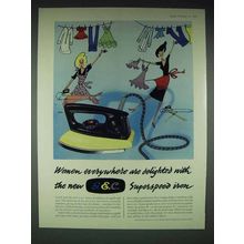 1958 G.E.C. Superspeed Iron Ad - Women Delighted