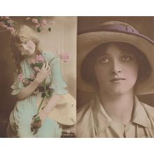 Miss Constance Worth Gladys Cooper WW1 2x Hand Painted Postcard s