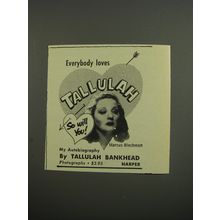 1953 Harper Book Advertisement - Tallulah by Tallulah Bankhead
