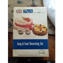 vintage icing & food decorating set metal syringe & 6 chromium plated tubes