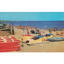 Yellow 1970s Dorset Beach Dinghy Boat Dress Blowing Upskirt Vintage Postcard