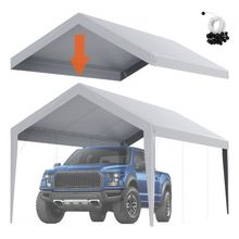 Carport Replacement Canopy Cover 10 x 20 ft, Garage Top Tent Shelter Tarp He...