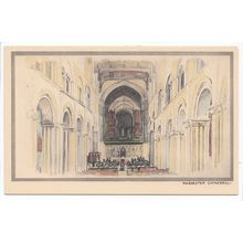 Rochester Cathedral Interior Kent Colour Sketch Postcard RC2