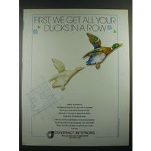 1988 Contract Interiors Ad - First We Get All Your Ducks in a Row