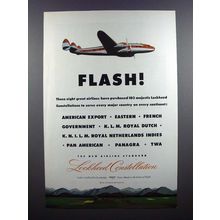 1945 Lockheed Constellation Plane Ad - Flash!