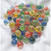 PETAL MIX - 25 Beautiful Glass Marbles, Clear with Colourful Swirls, New, 16mm