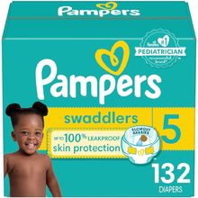 Pampers Baby Diapers - Swaddlers - Size 5, 132 Count, Ultra Absorbent Disposable