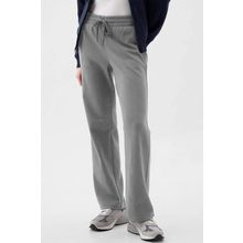 Light Grey Solid Color Fleece Lined Drawstring Waist Casual Pants