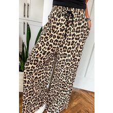 Parchment Leopard Drawstring Flowy Wide Leg Pants