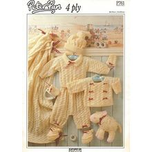 Vintage Baby Knitting Pattern Textured 8 Piece Set 4 Ply + Spring Lamb Cuddles