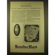 1924 Hamilton Watches Ad - Accuracy The most impressive feature of a Hamilton