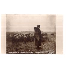 LA BERGERE by J F Millet used vintage postcard Louvre museum 1981 pm =