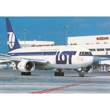 Boeing 767 Plane Taking Off At Warsaw Airport Okecie in 1989 Postcard
