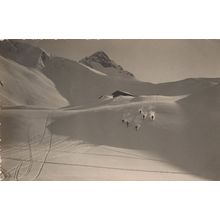 Adelboden Skiing Formation 6x Skiers Ski Race Switzerland Postcard