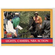 1990-91 Hoops Karl Malone Lights, Camera, NBA Action basketball card #383