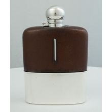 BIG Antique Silver Gilt Glass Pocket Flask, Sheffield 1899, holds 250ml, 604g.