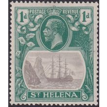 St Helena 1922 1d Grey and Green with Cleft Rock Variety (b)
