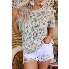 Leopard Waffle Knit Short Sleeve Top