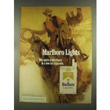 1972 Marlboro Lights Cigarettes Ad - The Spirit - Cowboy