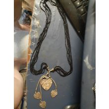 womens silver tone heart pendant pieces on black beaded multi strand necklace