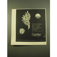 1961 Cartier Brooch and Rings Advertisement - Sparkling Diamonds