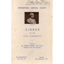 12th Congress Dinner WW2 Military Cross Doctor Amazing Hand Signed Menu