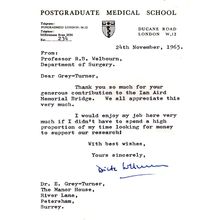 London Postgraduate Medical School To WW2 Doctor 1965 Hand Signed Letter
