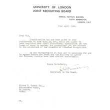 London University 1940 WW2 Hand Signed Anatomy Studies Letter