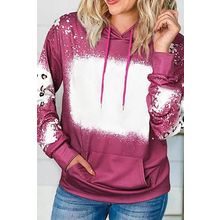 Rose Leopard Bleached Hoodie with Pocket