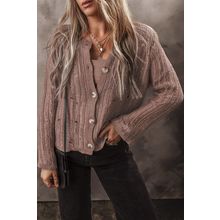 Goat Cut Out Textured Knit Buttoned Cardigan