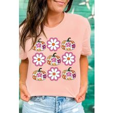 Pink Floral Pumpkin Thanksgiving Holiday Funny Graphic T Shirt