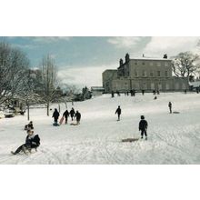 Knaresborough House Bobsleigh Children Playing in Winter Snow Yorkshire Postcard