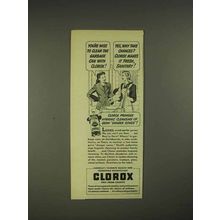 1947 Clorox Bleach Ad - Wise to Clean Garbage Can